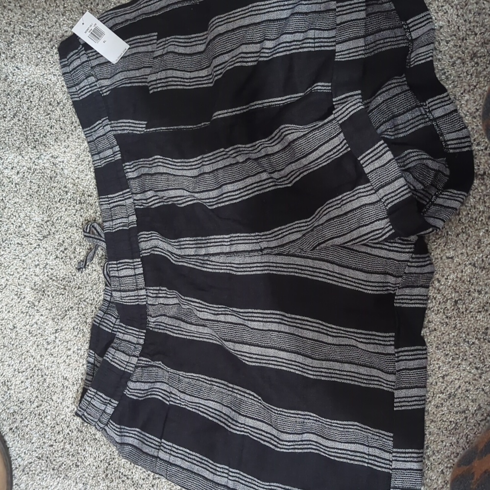 Black and white striped shorts